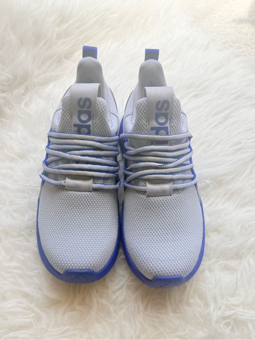 NWT Adidas Gray Blue Mesh Sneakers Unisex Kids Lace Up Running Shoes 4Y F36